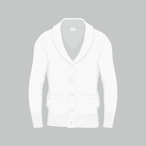 Front Views Men White Cardigan White Background — стоковый вектор