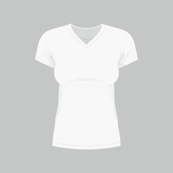 Vue Face Shirt Blanc Femme Sur Fond Blanc — Image vectorielle