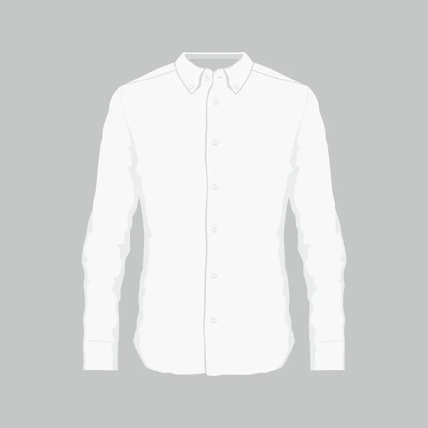 Μπροστινή Θέα Ανδρικό Πουκάμισο Λευκό Φόρεμα Λευκό Φόντο — Διανυσματικό Αρχείο