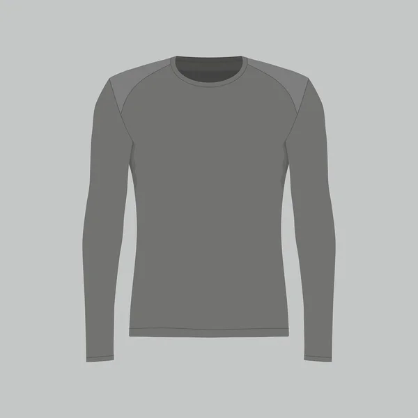 白い背景の上の男性の黒いロングのフロント ビュー ロングスリーブ シャツ — ストックベクタ
