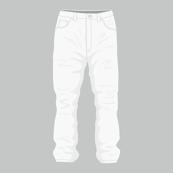 Vistas Frontales Jeans Blancos Hombre Sobre Fondo Blanco — Vector de stock