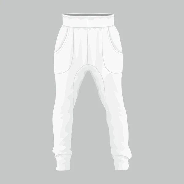 Vue Face Pantalon Survêtement Blanc Pour Homme Sur Fond Blanc — Image vectorielle