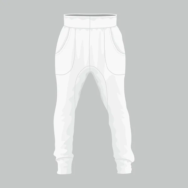 Framför Synpunkter Mäns Vit Sweatpants Vit Bakgrund — Stock vektor