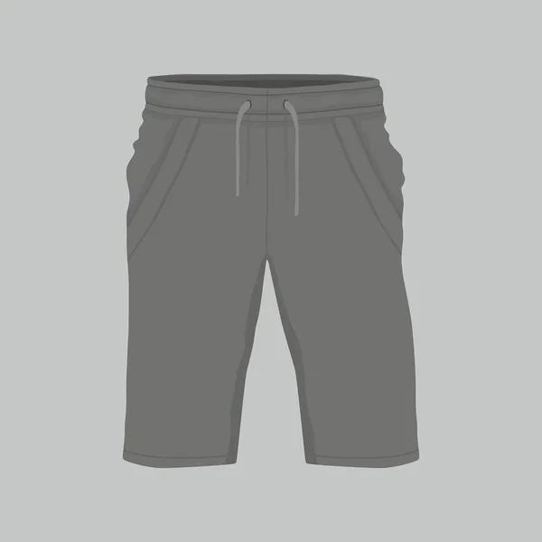 Vista Frontale Pantaloncini Sportivi Neri Uomo Sfondo Bianco — Vettoriale Stock