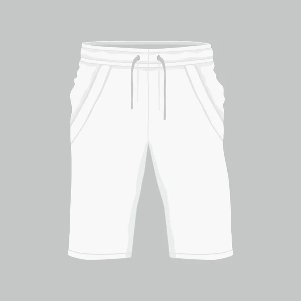 Vistas Frontales Pantalones Cortos Deportivos Blancos Hombre Sobre Fondo Blanco — Vector de stock