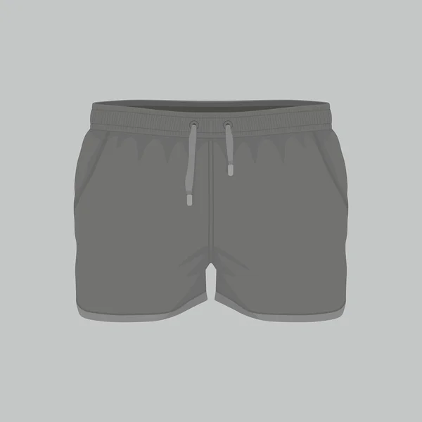 Vista Frontal Shorts Masculinos Esporte Preto Fundo Branco — Vetor de Stock