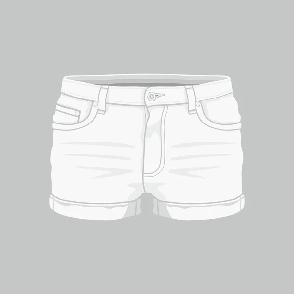 白色背景下女性白色牛仔短裤的前景色 — 图库矢量图片