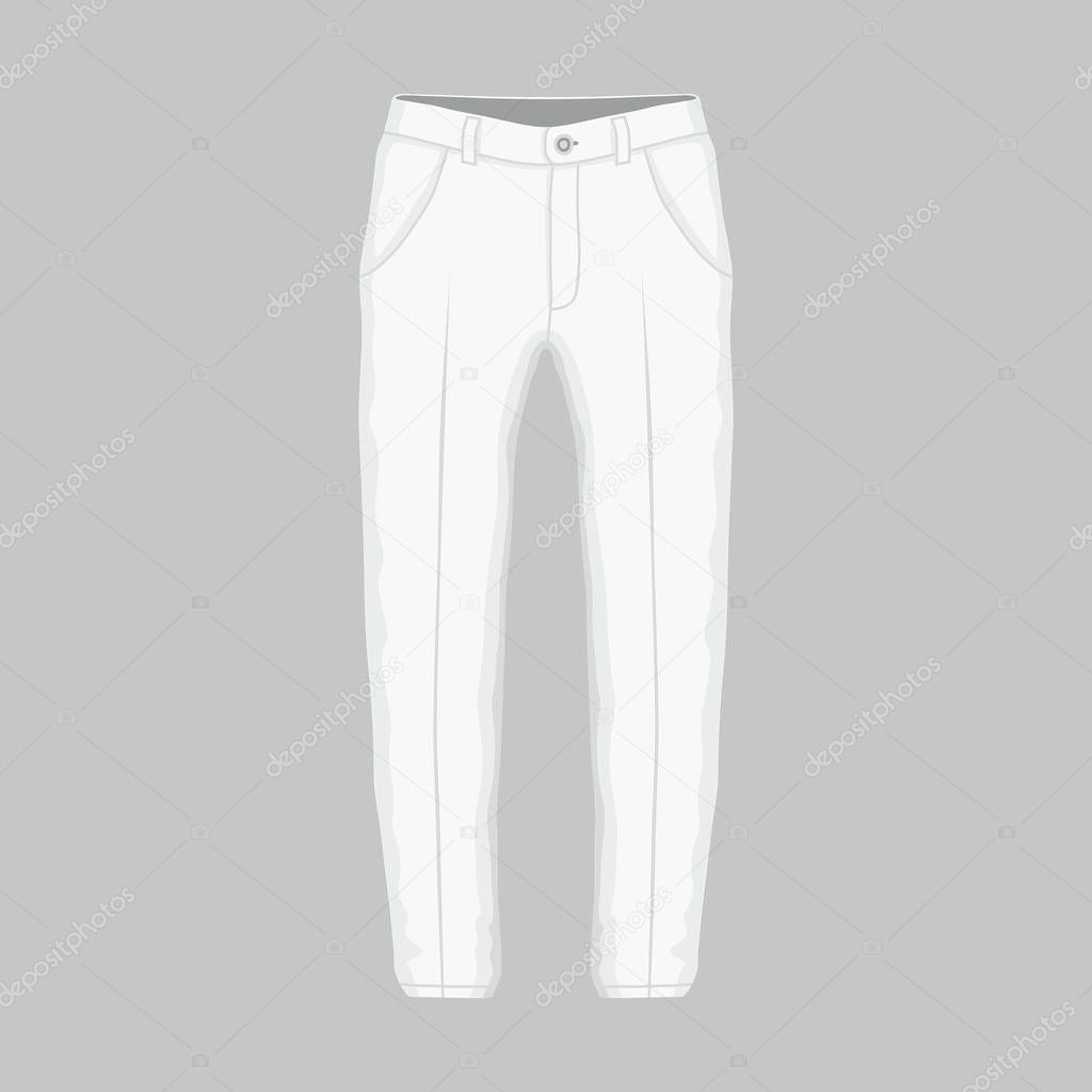 Front views of Men's white trousers on white background