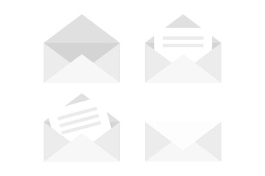 Beyaz zarf. düz stil. Beyaz arka plan üzerinde izole