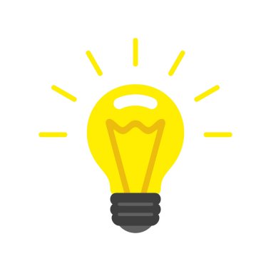 Ampul simgesi. düz stil. Beyaz arka plan üzerinde izole