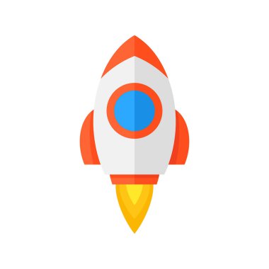 Roket gemisi simgesi. düz stil. Beyaz arka plan üzerinde izole