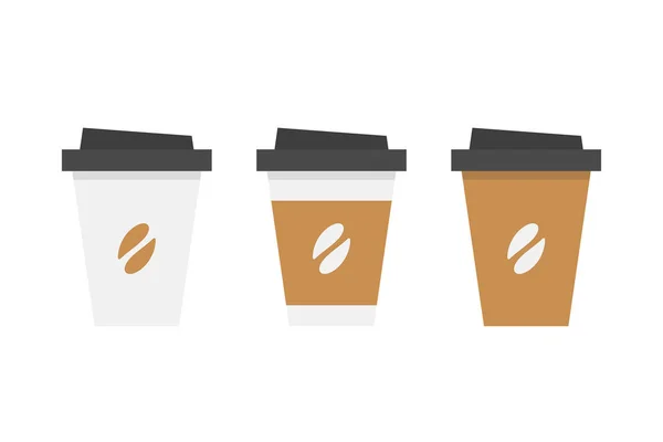 Copo Café Plástico Estilo Plano Isolado Fundo Branco — Vetor de Stock