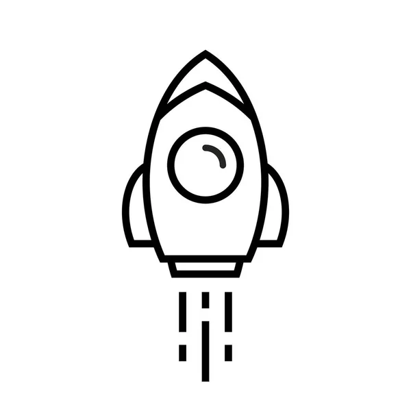 Raketovou Loď Ikona Styl Čáry Izolované Bílém Pozadí — Stockový vektor