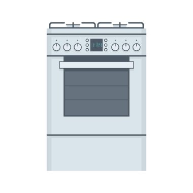 Gaz sobası. düz stil. Beyaz arka plan üzerinde izole