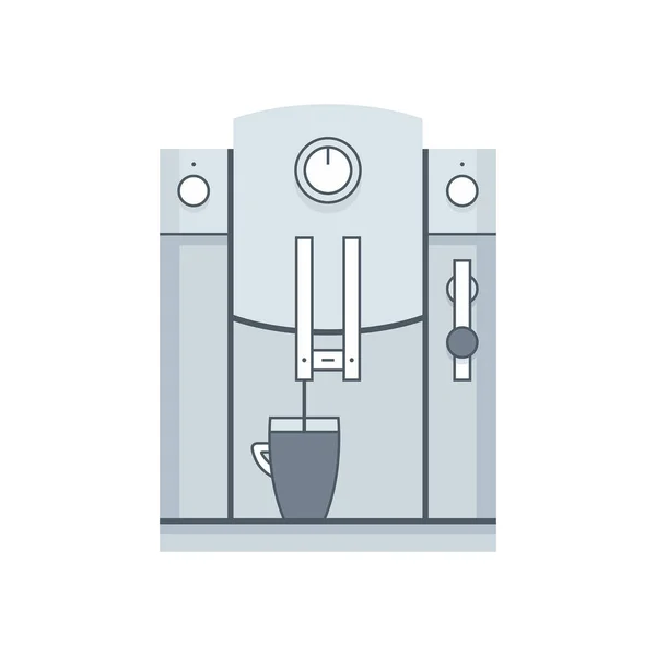 Μηχανή Καφέ Επίπεδη Στυλ Απομονωμένα Λευκό Φόντο — Διανυσματικό Αρχείο