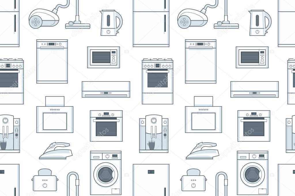 seamless pattern with Household Appliances. flat style. isolated on white background