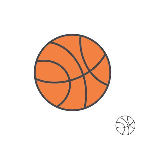 Bola Basquetebol Estilo Linha Isolado Fundo Branco — Vetor de Stock