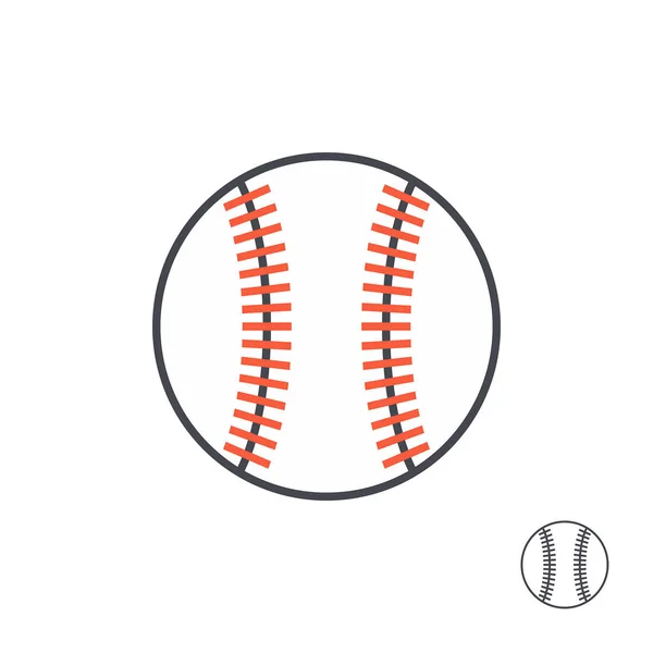 Baseball Ball Red Stitches Line Style Isolated White Background — Stock Vector