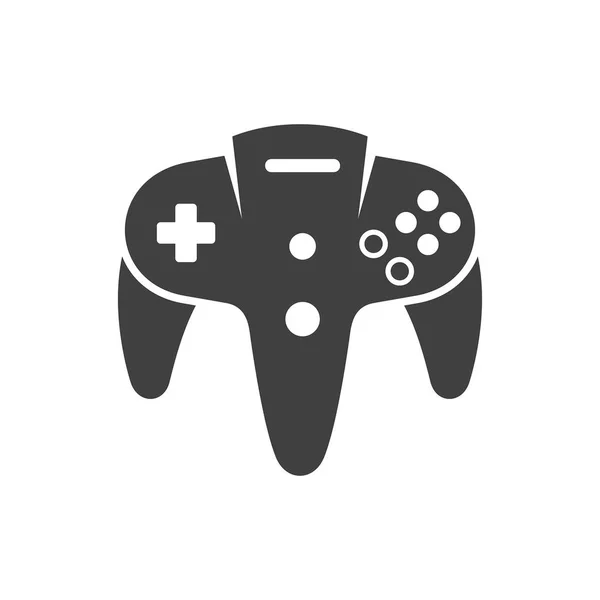 Video Game Joystick Pictogram Silhouet Zwart Geïsoleerd Witte Achtergrond — Stockvector