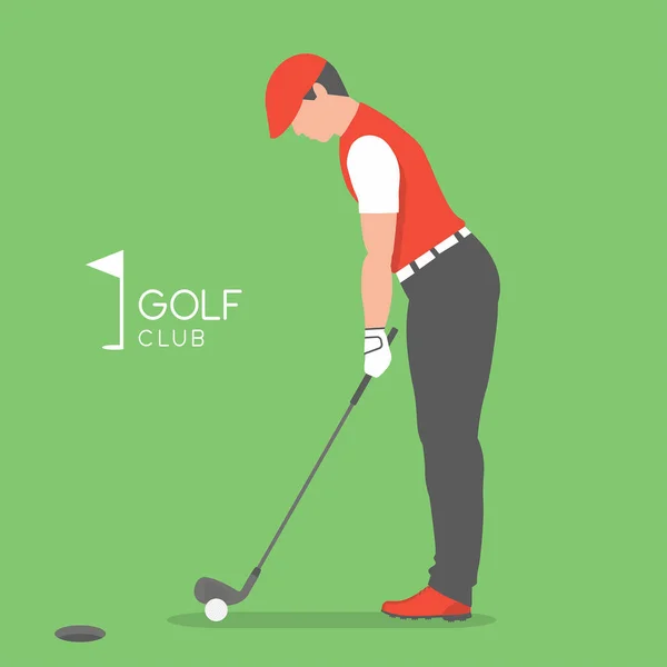 Jugador Golf Estilo Plano Aislado Sobre Fondo Blanco — Vector de stock