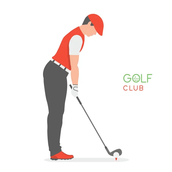 Jugador Golf Estilo Plano Aislado Sobre Fondo Blanco — Vector de stock