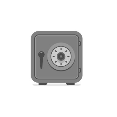 Çelik kasa. düz tarzı. beyaz arka plan üzerinde izole