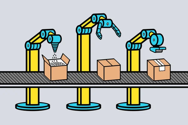 Рука Промышленного Робота Автоматическая Производственная Линия Концепция Робототехники — стоковый вектор