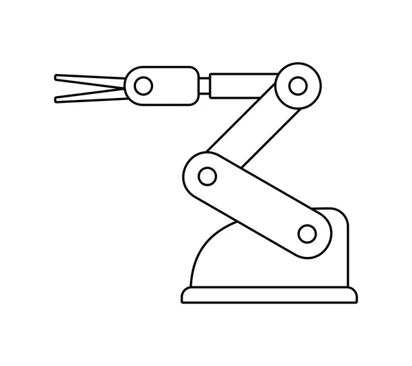 Bras Robotique Style Ligne Isolé Sur Fond Blanc — Image vectorielle