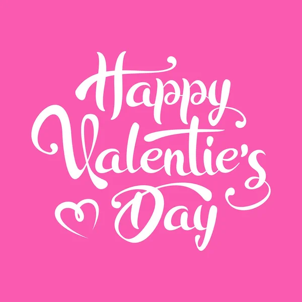 Happy Valentine Day Lettering Text Isolated Pink Background — Stock Vector