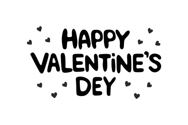 Happy Valentine Day Lettering Text Isolated White Background — Stock Vector