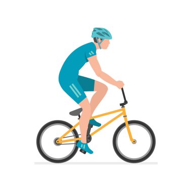 Bisiklete binen adamlar. beyaz arka plan üzerinde izole