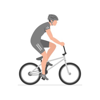 Bisiklete binen adamlar. beyaz arka plan üzerinde izole