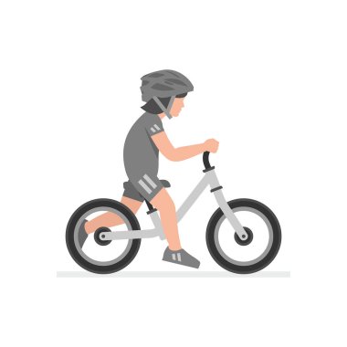 Bisiklete binen kız. beyaz arka plan üzerinde izole