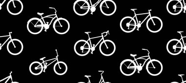 Bisikletile dikişsiz desen. siyah arka plan üzerinde izole