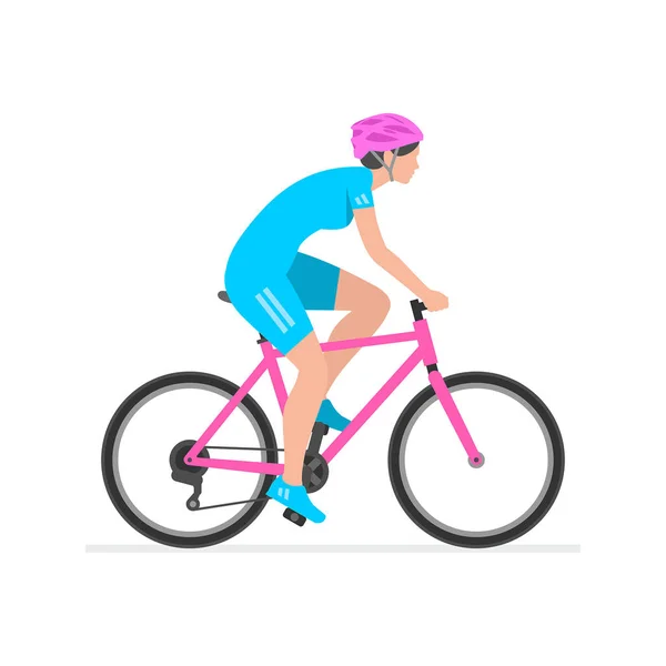 Mujer Montando Bicicleta Aislado Sobre Fondo Blanco — Vector de stock