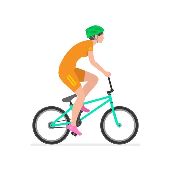 Mujer Montando Bicicleta Aislado Sobre Fondo Blanco — Vector de stock