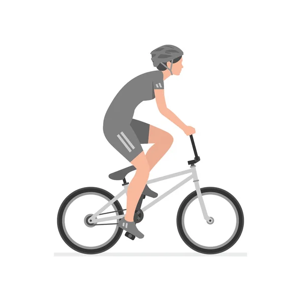 Mujer Montando Bicicleta Aislado Sobre Fondo Blanco — Vector de stock