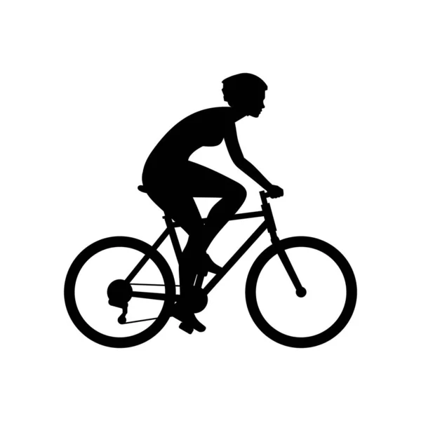 Woman Riding Bike Isolated White Background — Stock Vector