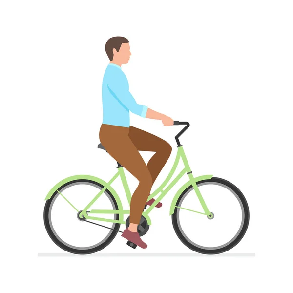 Men Riding Bike Isolated White Background — Stock Vector