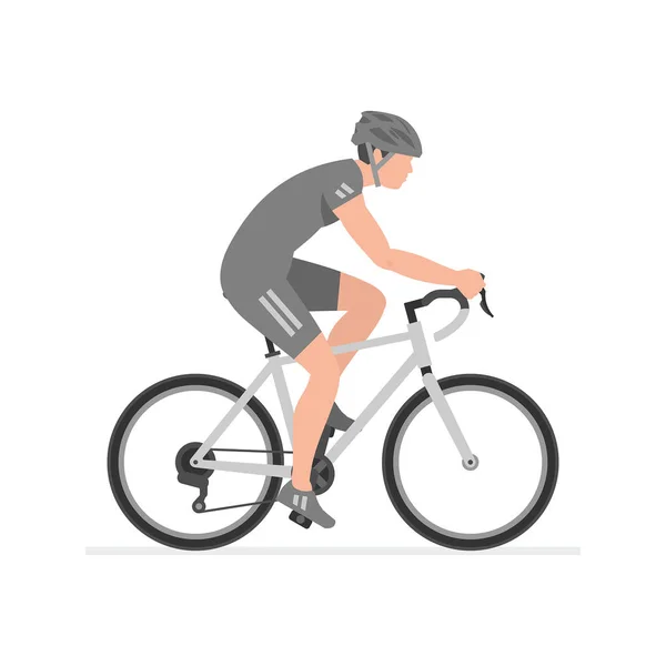 Bisiklete Binen Adamlar Beyaz Arka Plan Üzerinde Izole — Stok Vektör