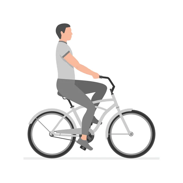 Homens Andar Bicicleta Isolado Fundo Branco — Vetor de Stock
