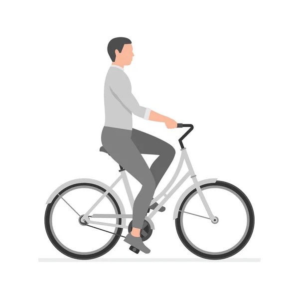 Men Riding Bike Isolated White Background — Stock Vector