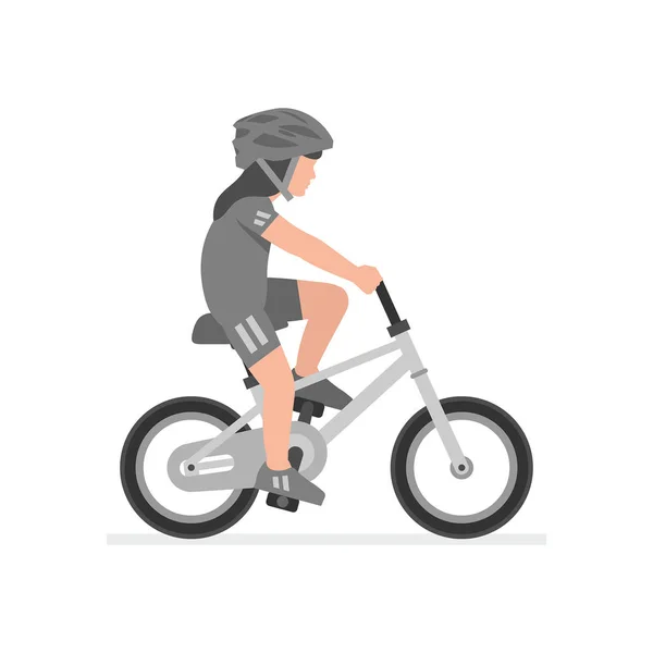 女孩骑自行车 隔离在白色背景上 — 图库矢量图片