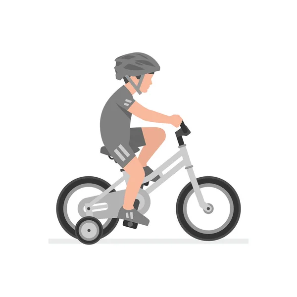 Rapaz Andar Bicicleta Isolado Fundo Branco —  Vetores de Stock