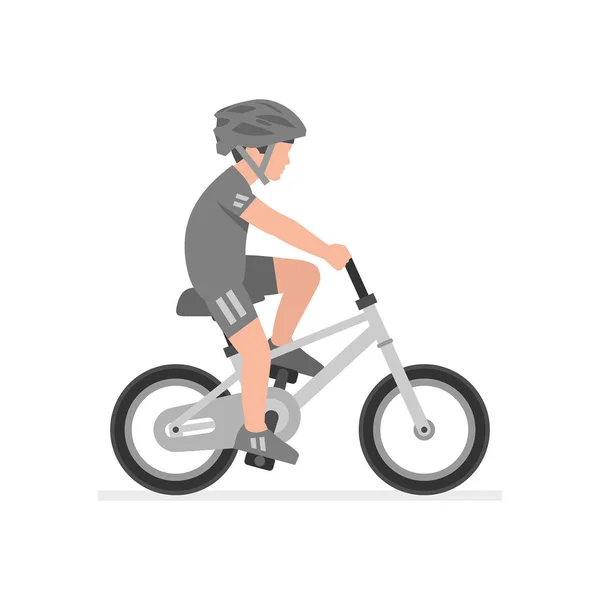 Rapaz Andar Bicicleta Isolado Fundo Branco —  Vetores de Stock