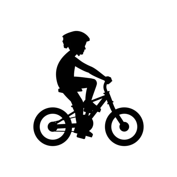 Boy Riding Bike Isolated White Background — Stock Vector