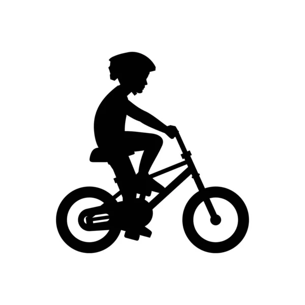 Chico Montando Bicicleta Aislado Sobre Fondo Blanco — Vector de stock