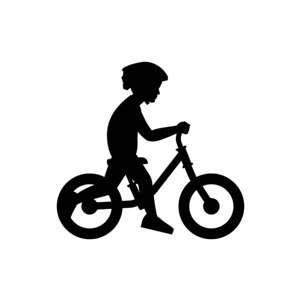 Мальчик Велосипеде Изолированные Белом Фоне — стоковый вектор