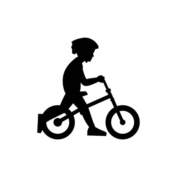 Chico Montando Bicicleta Aislado Sobre Fondo Blanco — Vector de stock