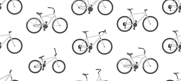 Modèle Sans Couture Avec Des Vélos Isolé Sur Fond Blanc — Image vectorielle